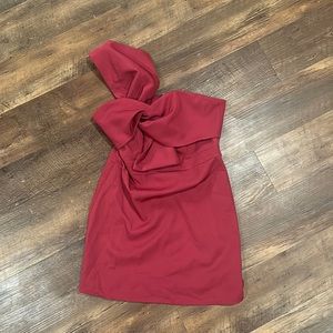 DOBE one Shoulder magenta dress